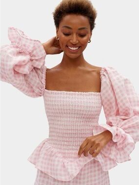 Sleeper Atlanta Lounge TOP ONLY in Pink Vichy - S